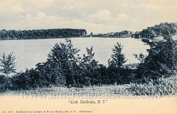 Vintage postcard titled "Loch Sheldrake, N. Y." by the photographic firm of Laidlaw and Wood.
