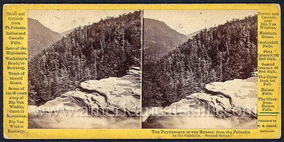 Stereoview titled "The Clove from Haines Falls" by photographer W. M. Chase of Baltimore, Maryland.