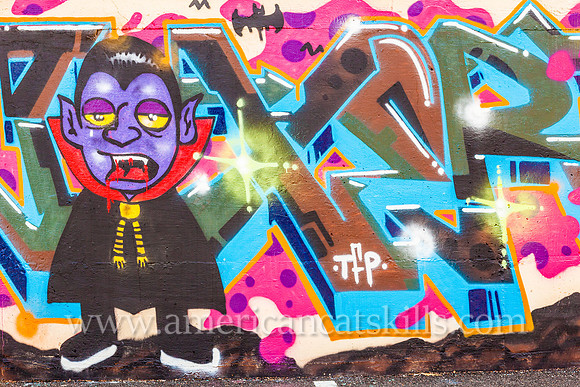 Mural of Dracula in the Stockade District of Kingston, Ulster County, New York.