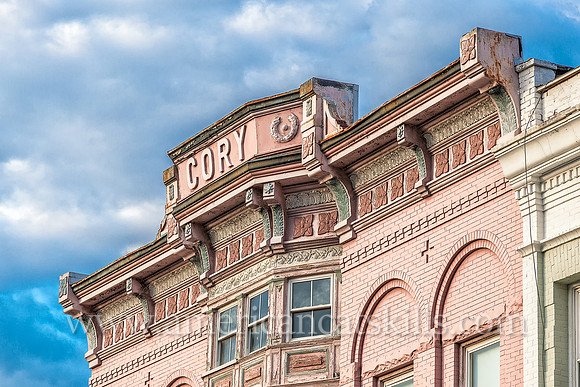The Cory building on Wall Street in the Stockade District of Kingston, New York was constructed circa 1900 in the Queen Anne architectural style.