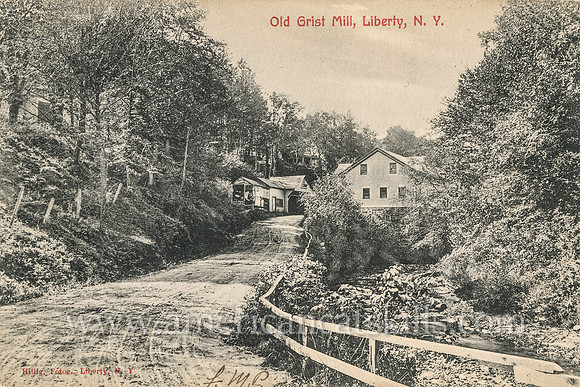 Vintage photograph by Otto Hillig depicting the Old Grist Mill at the village of Liberty in Sullivan County, New York.