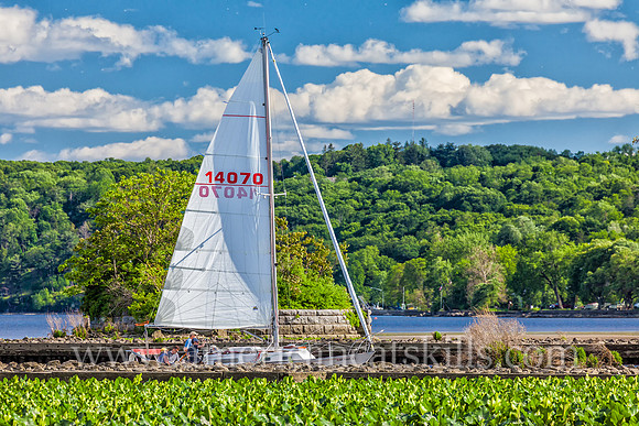 Sailboat #14070 moving up the Rondout Creek back towards Kingston, New York.