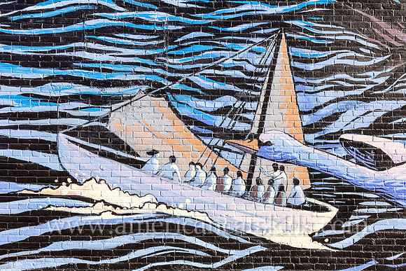 The three-story mural titled “O Wind, Take Me To My Country” was created by artists Jess X. Chen and Jia Sung as part of the 2016 O+ festival in Kingston.