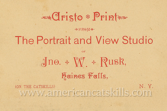 Aristo Print From The Portrait and View Studio of Jno. W. Rusk, Haines Falls, (On the Catskills), N. Y.