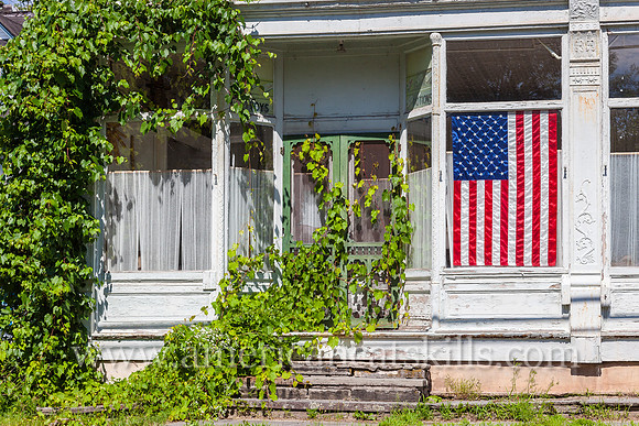 The long vacant Associated Stores of J. M. Schmidt & Sons Co. Inc. can be seen within the small Sullivan County hamlet of North Branch.