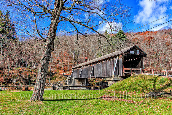 The Beaverkill Covered Bridge, also known as Conklin Bridge, is located in Livingston Manor, New York.