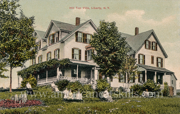 Vintage postcard titled "Hill Top Villa, Liberty, N. Y." published by photographer Otto Hillig of Liberty, New York.