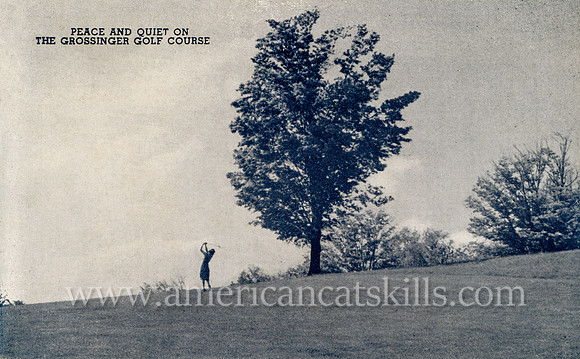 Vintage photograph titled "Peace and Quiet on the Grossinger Golf Course"