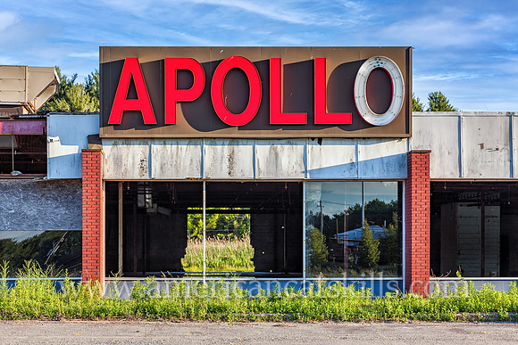 Photograph of the abandoned Apollo Mall in the southern Catskills in the village of Monticello, Sullivan County, New York.