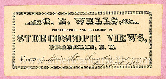 G. E. Wells, Photographer and Publisher of Stereoscopic Views, Franklin, N. Y.