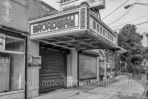 The abandoned Broadway Theatre in Monticello, New York was a classic single screen theater.