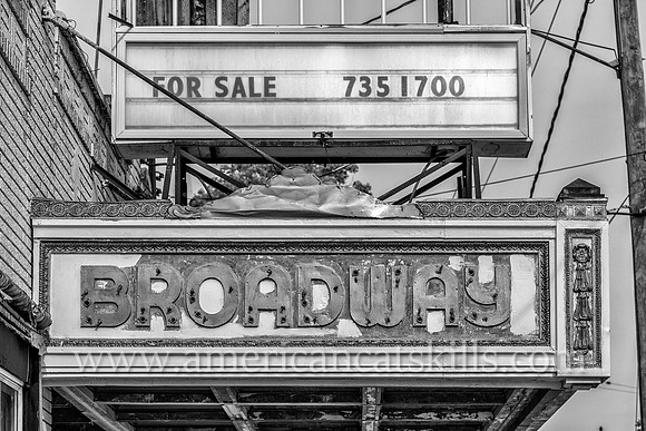 The abandoned Broadway Theatre in Monticello, New York was a classic single screen theater.