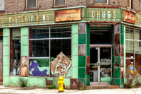 Abandoned pharmacy building at the hamlet of Parksville, Sullivan County, New York.