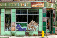 Abandoned pharmacy building at the hamlet of Parksville, Sullivan County, New York.