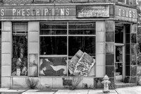 Abandoned pharmacy building at the hamlet of Parksville, Sullivan County, New York.