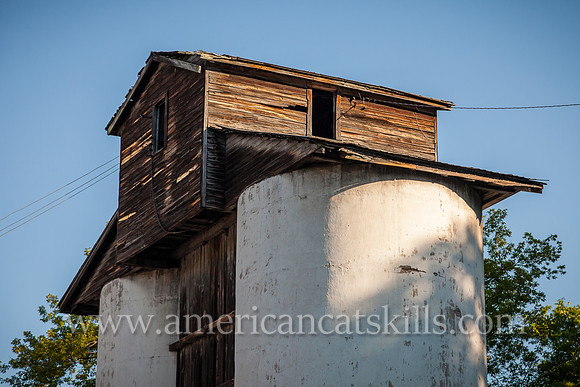 Photograph of abandoned coal silos at the hamlet of Callicoon in Sullivan County, New York.