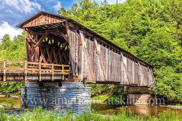 Halls Mills Covered Bridge, located near Claryville, New York, was built in 1912 by David Benton and John Knight.