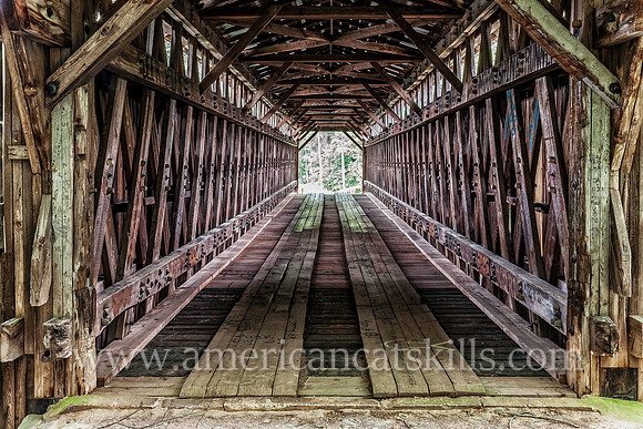 Halls Mills Covered Bridge, located near Claryville, New York, was built in 1912 by David Benton and John Knight.