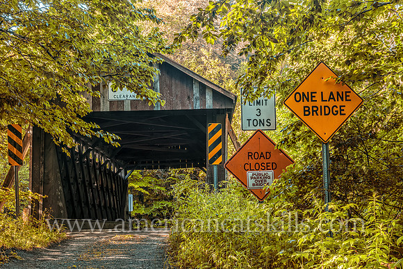 The Bendo Covered Bridge crosses the Willowemoc Creek near the small hamlet of Debruce in Sullivan County.
