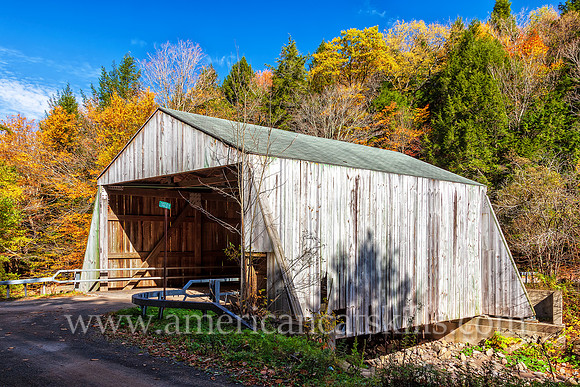 The Myers Covered Bridge is located in the Dry Brook Valley south of Arkville in the town of Hardenburgh in Ulster County.