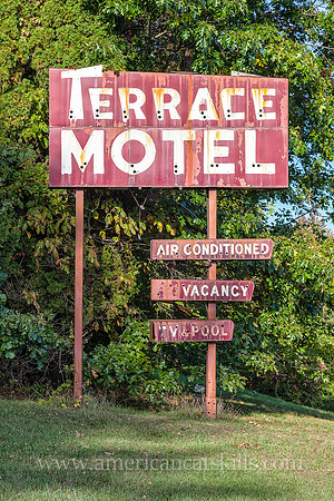 Formerly the Terrace Hill House, the ghost signs of the now abandoned Terrace Motel in Ellenville, New York beckons you back to another era.