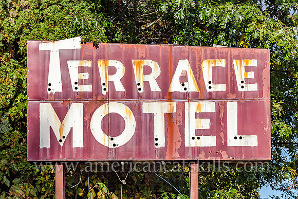 Formerly the Terrace Hill House, the ghost signs of the now abandoned Terrace Motel in Ellenville, New York beckons you back to another era.