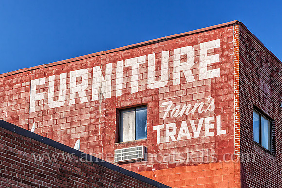 This fading ghost sign advertises several former businesses including Fann’s Travel and, presumably, a furniture store at Rosendale in Ulster County, New York.