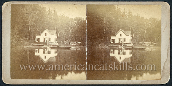 Home, Reflecting in Water, stereoview, by A. M. North