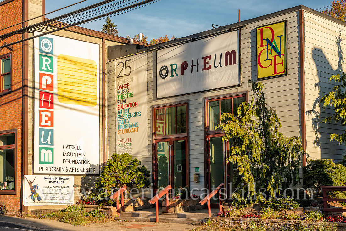 Photograph of the Orpheum theater in the northern Catskills village of Tannersville, New York.