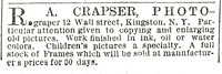 R. A. Crapser advertisement, Kingston, New York