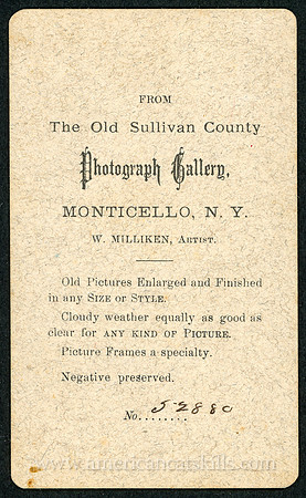 The Old Sullivan County Photograph Gallery, Monticello, N.Y., W. Milliken, Artist