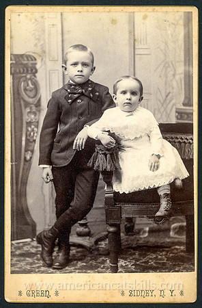 Portrait, Two Young Children, by Reuben E. Green, Sidney, New York