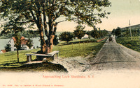 Vintage postcard titled "Approaching Loch Sheldrake, N. Y." by the photographic firm of Laidlaw & Wood of Hurleyville, New York.