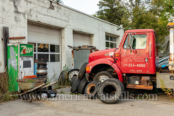 Photograph of an abandoned gas station at Big Indian, New York in the central Catskills.