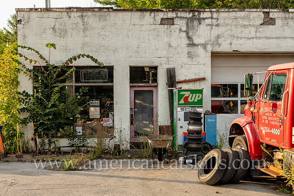 Photograph of an abandoned gas station at Big Indian, New York in the central Catskills.