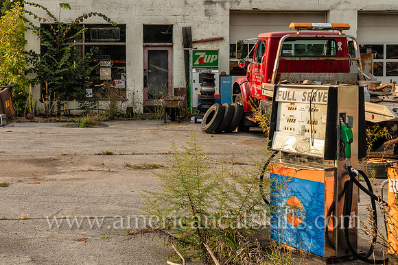 Photograph of an abandoned gas station at Big Indian, New York in the central Catskills.