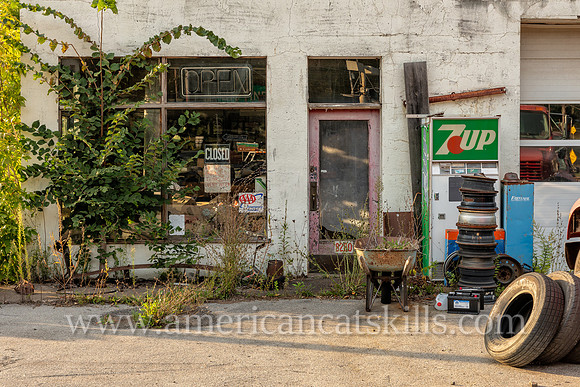 Photograph of an abandoned gas station at Big Indian, New York in the central Catskills.