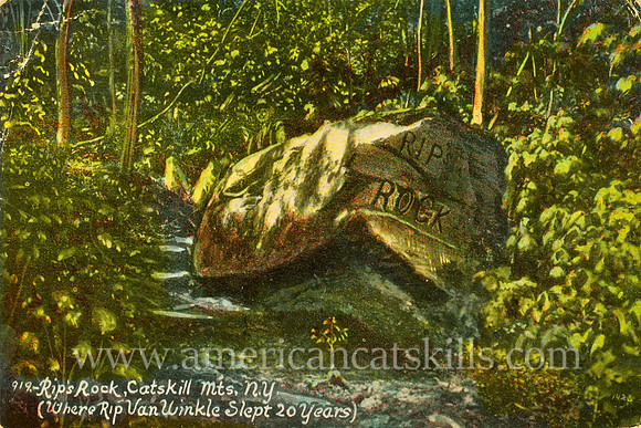 Postcard of Rip's Rock, located on North Mountain near the former Rip Van Winkle House in the Catskills.