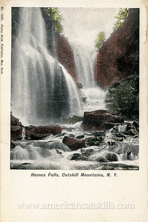 Vintage postcard titled "Haines Falls, Catskill Mountains, N. Y." by Franz Huld of New York.