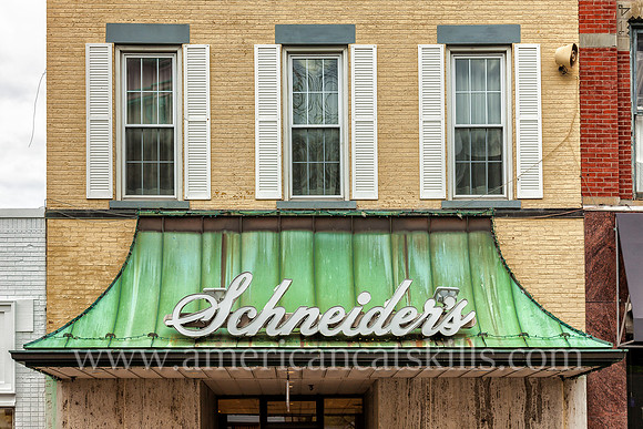 Store front façade for Schneider’s Jewelers, located within the historic Stockade District of Kingston, New York.