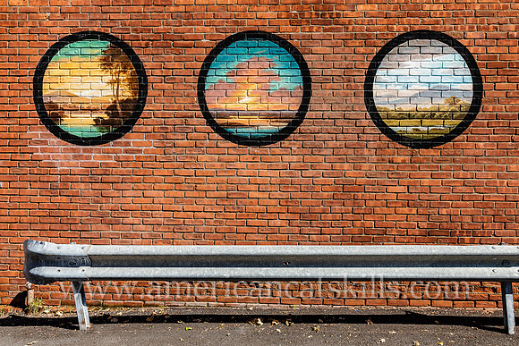 “Vignettes of Home is a small, yet colorful mural by local artist Jane Bloodgood-Abrams located in the Stockade District of Kingston, New York.