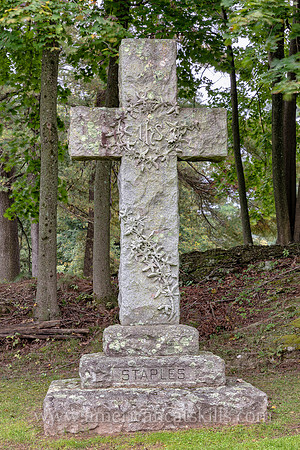 Large stone cross at the Montrepose Cemetery in Kingston, New York.