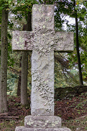 Large stone cross at the Montrepose Cemetery in Kingston, New York.