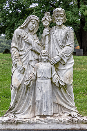 Statue of Joseph, Mary and young Jesus at the Montrepose Cemetery in Kingston, New York.