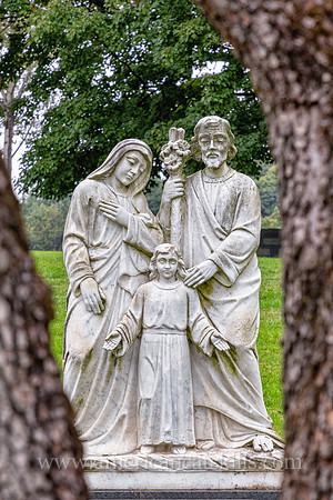 Statue of Joseph, Mary and young Jesus at the Montrepose Cemetery in Kingston, New York.