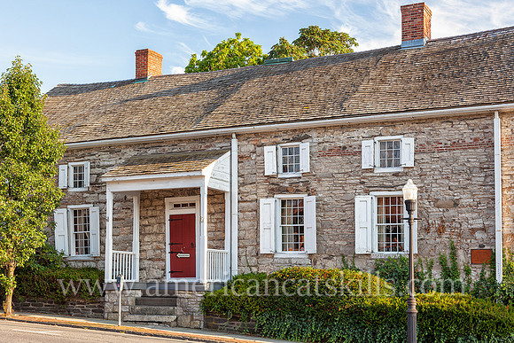 The historic mid-17th century Hoffman House Tavern is located in the Stockade District of Kingston, New York.