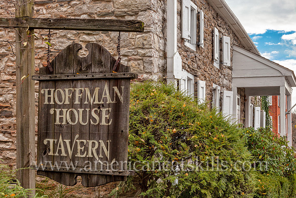 The historic mid-17th century Hoffman House Tavern is located in the Stockade District of Kingston, New York.