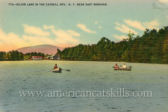 Vintage postcard of Silver Lake in the Catskills near East Windham in Greene County, New York.