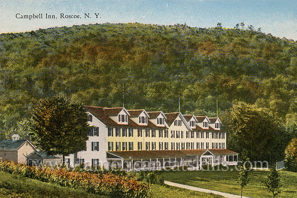 Vintage Catskills postcard depicting the historic Campbell Inn at Roscoe in Sullivan County, New York.