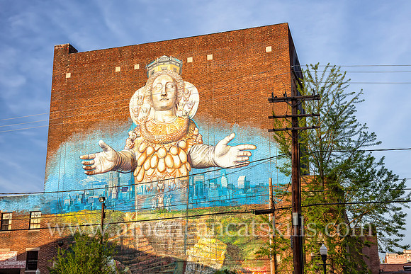 Artemis Emerging From the Quarry street art mural painted by Gaia of Baltimore in the Stockade District of Kingston during the annual O+ festival.